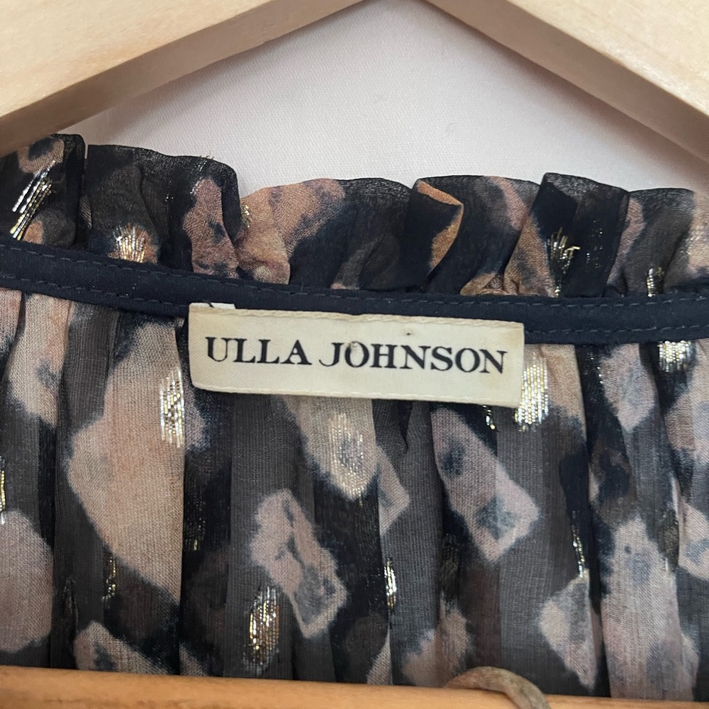 Ulla Johnson Black and Tan Ruffled Blouse - Picture 2 of 6